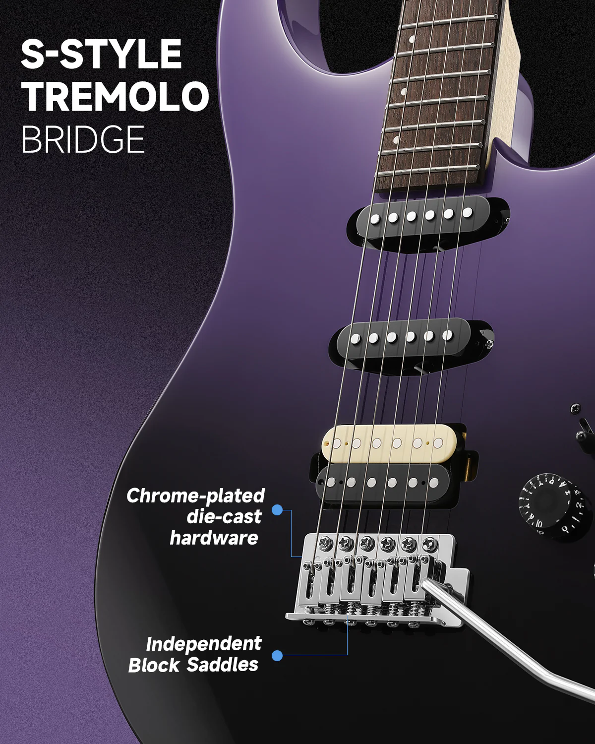 Donner DMT-66 Midnight Purple Gradient Guitar - Image 5