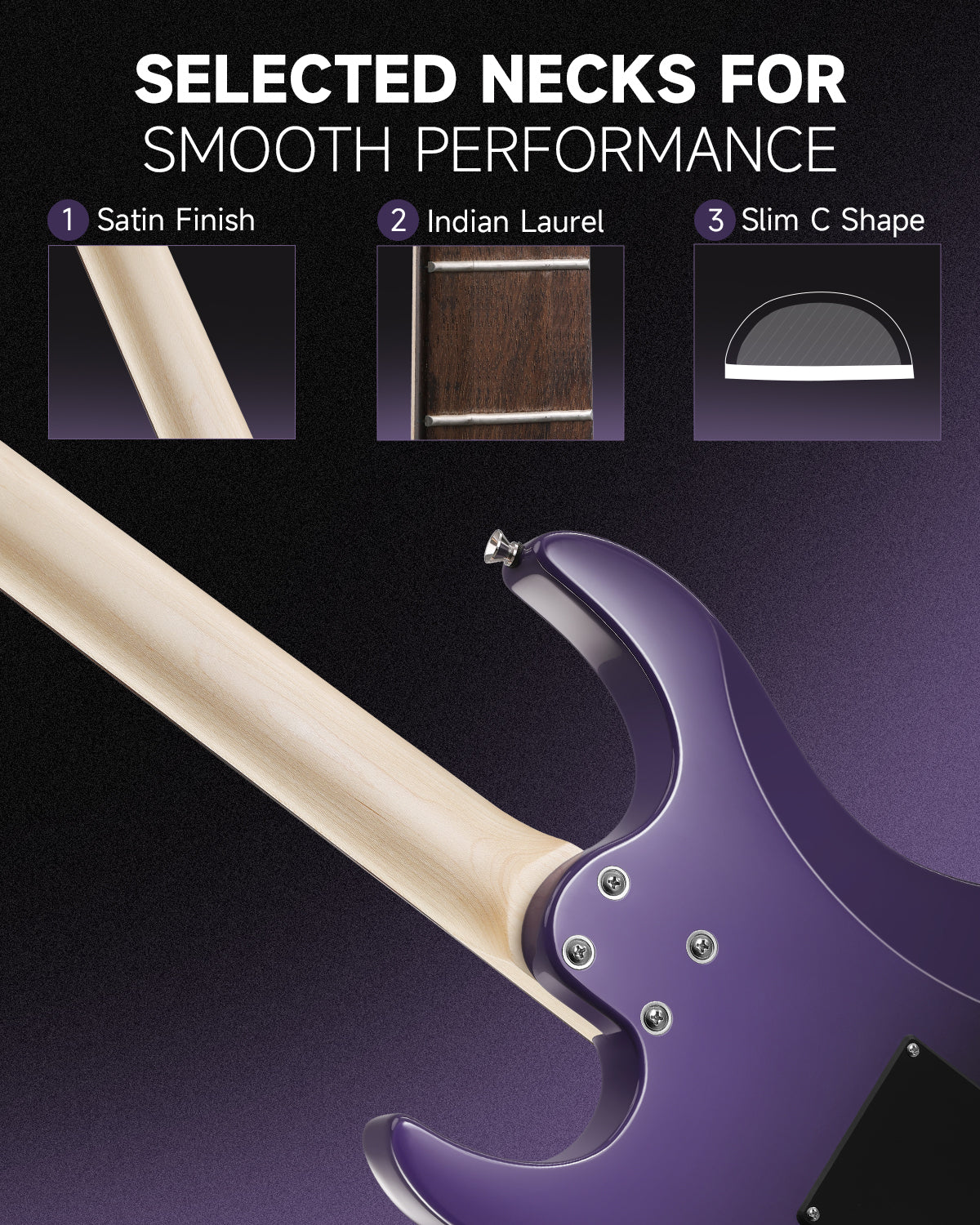 Donner DMT-66 Midnight Purple Gradient Guitar - Image 7