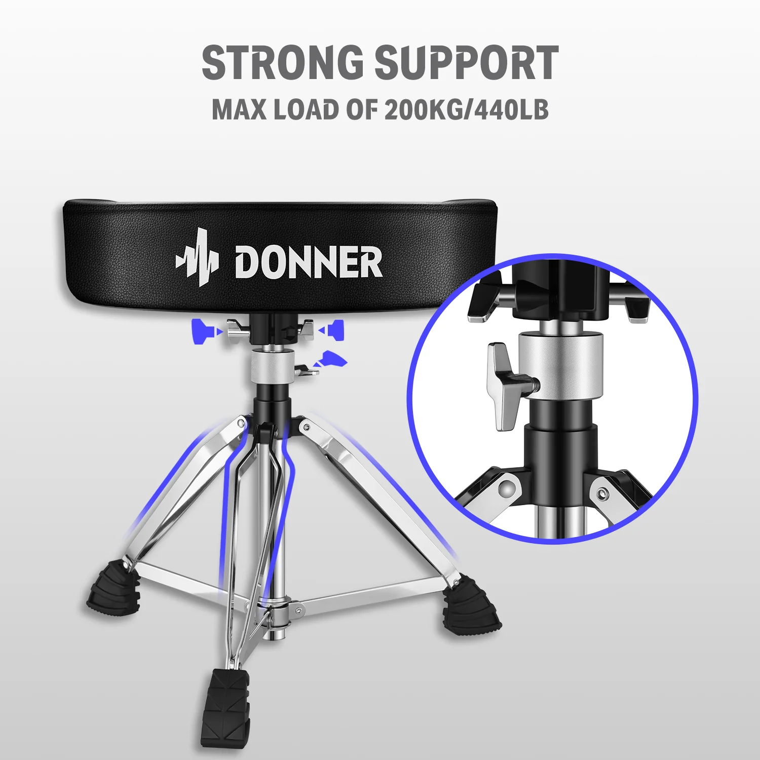 Donner Adjustable Drum Throne Motorcycle Seat Style - Image 8
