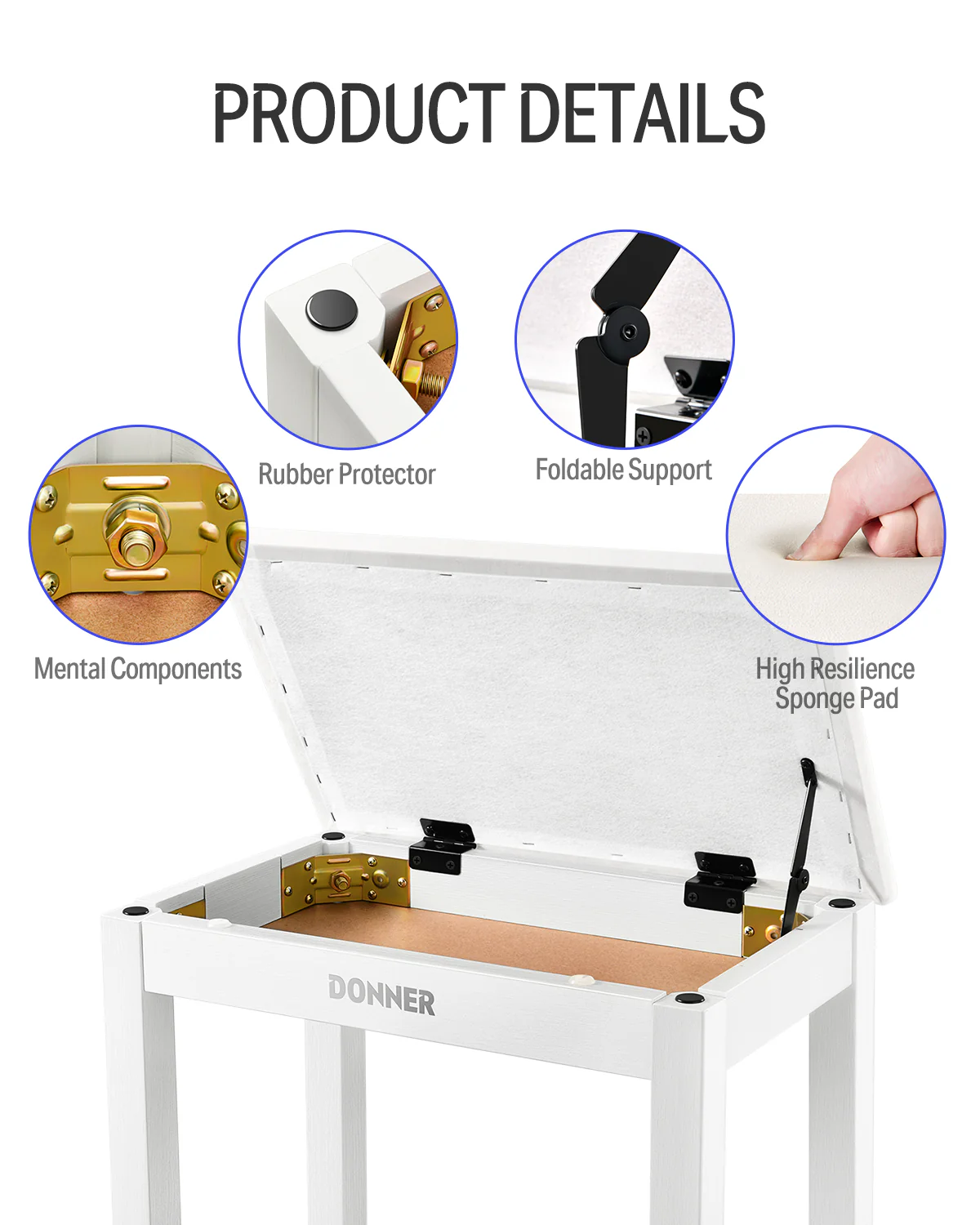 Donner DKB-10 Piano Bench w/Storage - Image 5