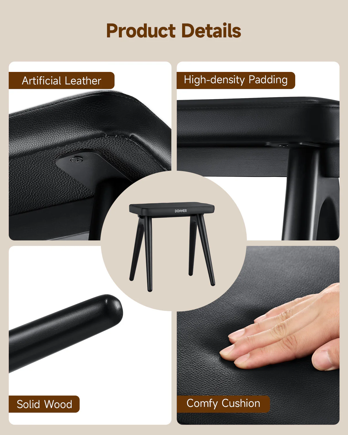 Donner DKB-100 Home Style Piano Bench - Image 7