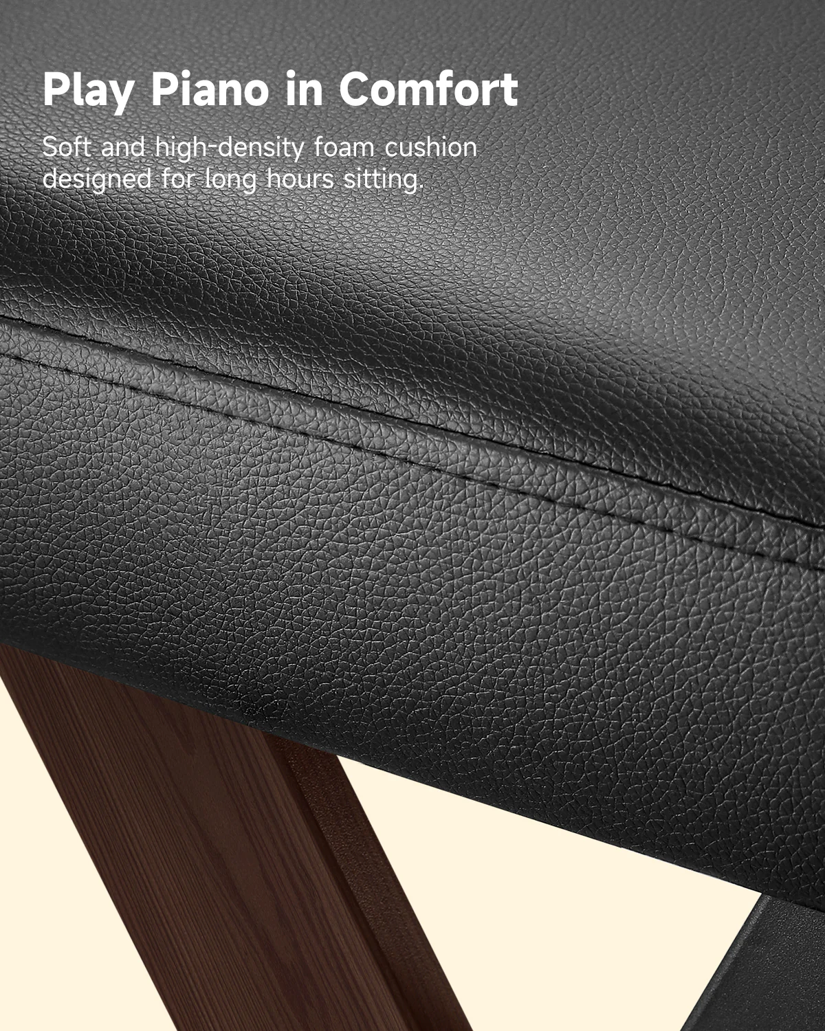 Donner DKB-300 Home Style Thick Padded Piano Bench, Walnut color - Image 5