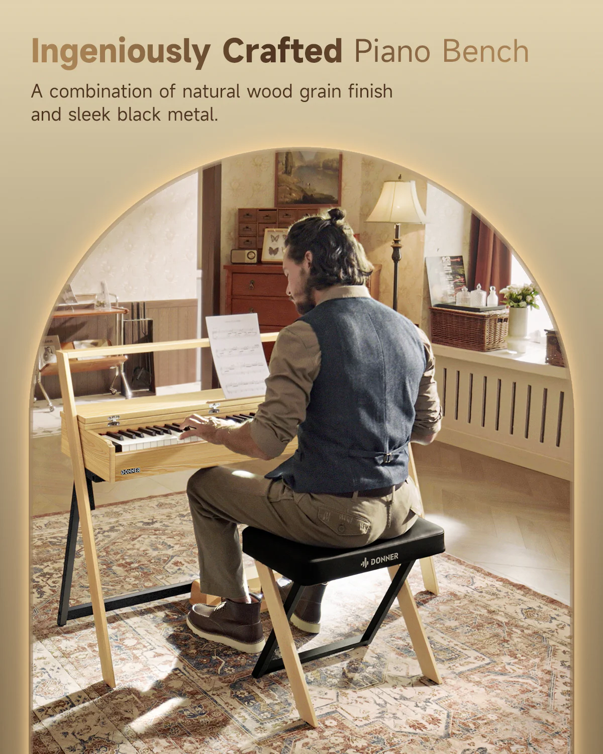 Donner DKB-300 Thick Padded Piano Bench - Image 6