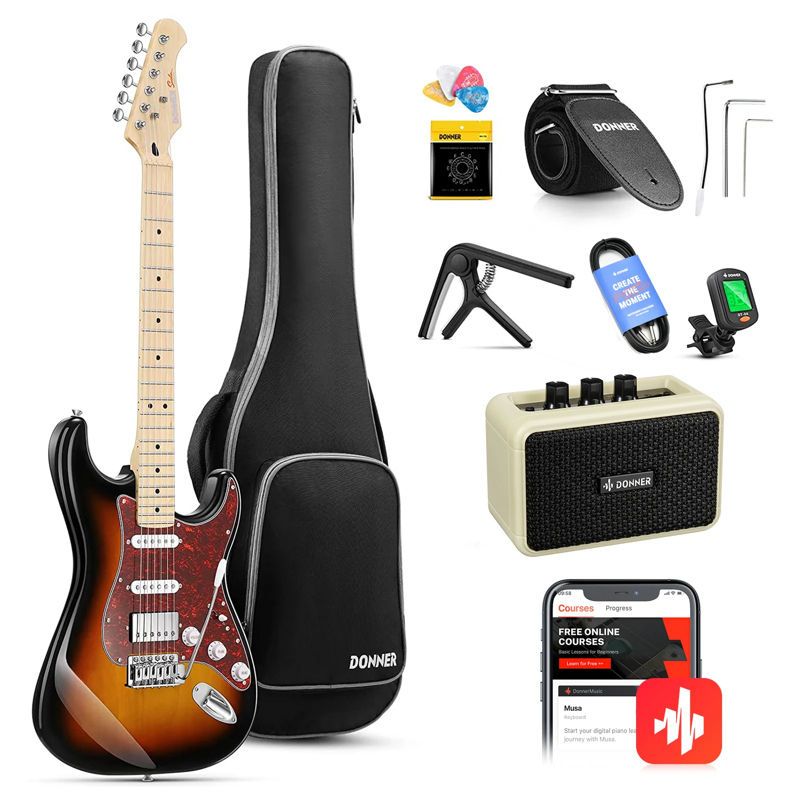 Donner DST-152 ST Electric Guitar Kit - Image 4