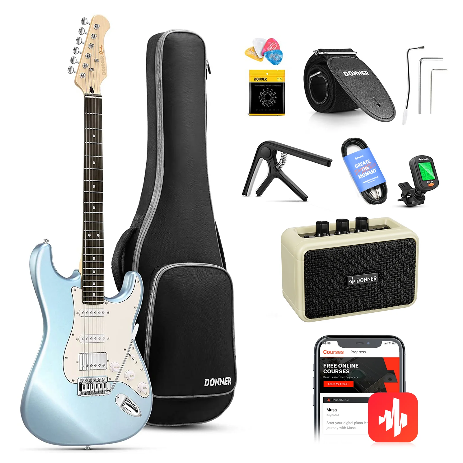 Donner DST-152 ST Electric Guitar Kit - Image 5