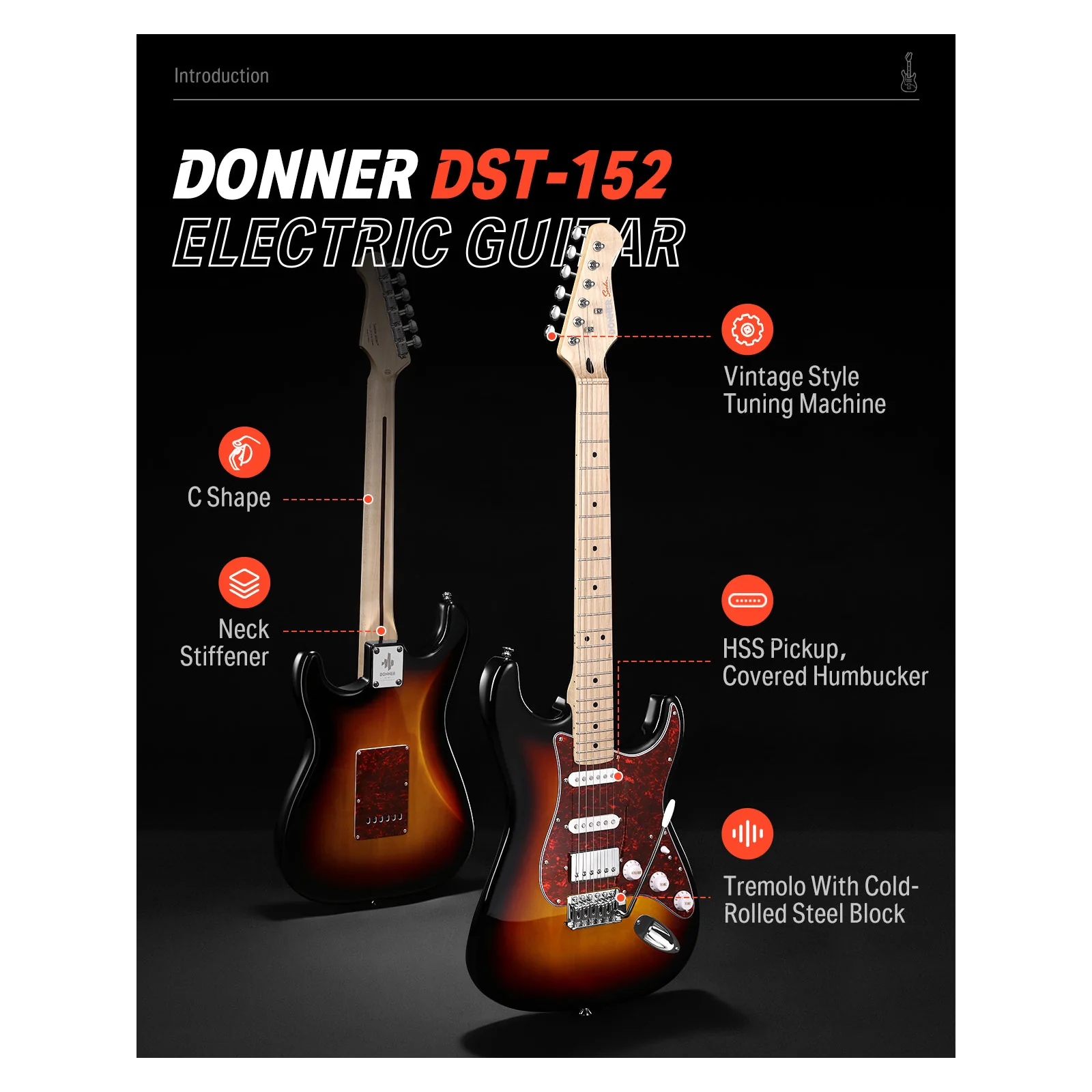 Donner DST-152 ST Electric Guitar Kit - Image 6