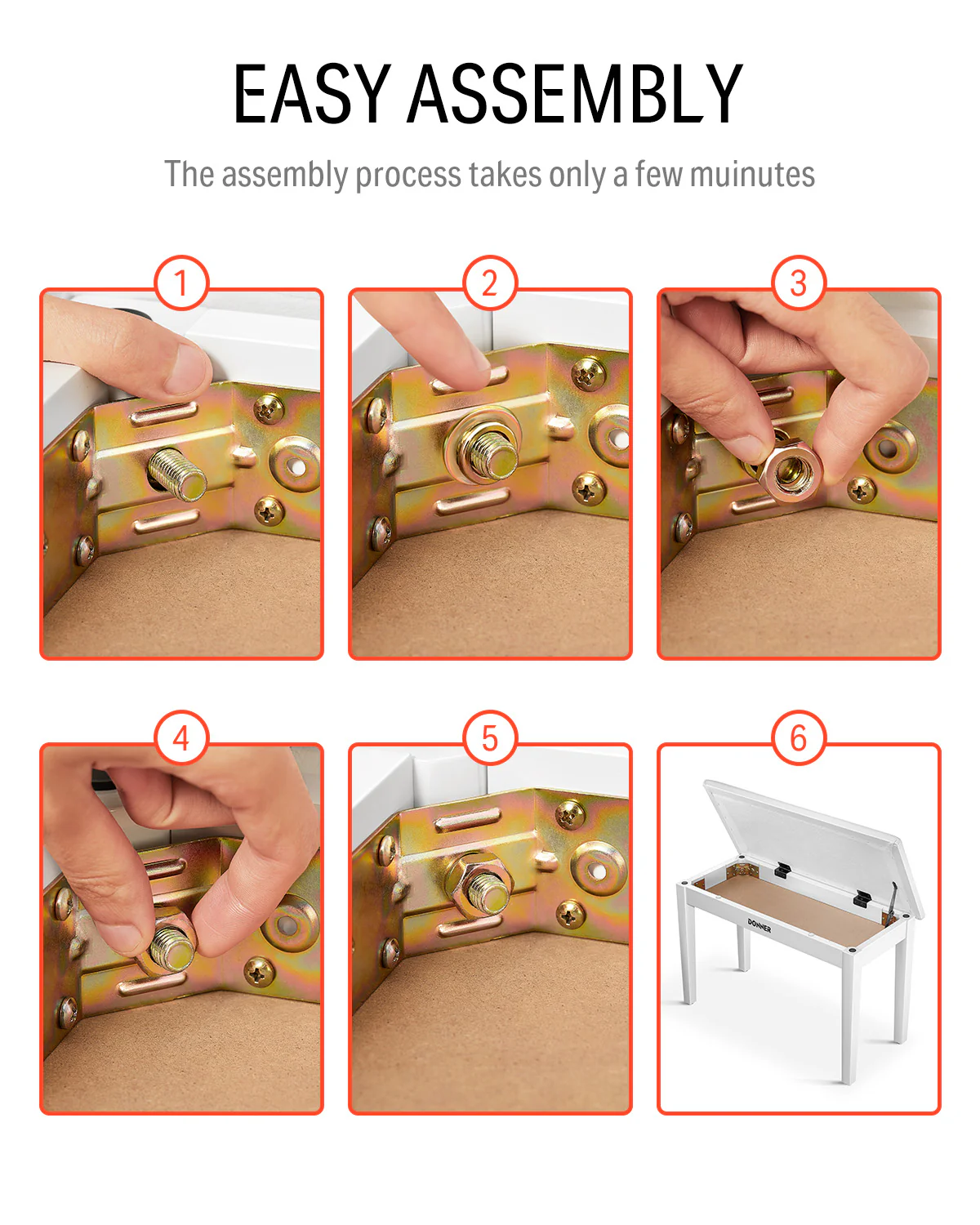 Donner Duet Piano Bench Stool w/Storage - Image 6