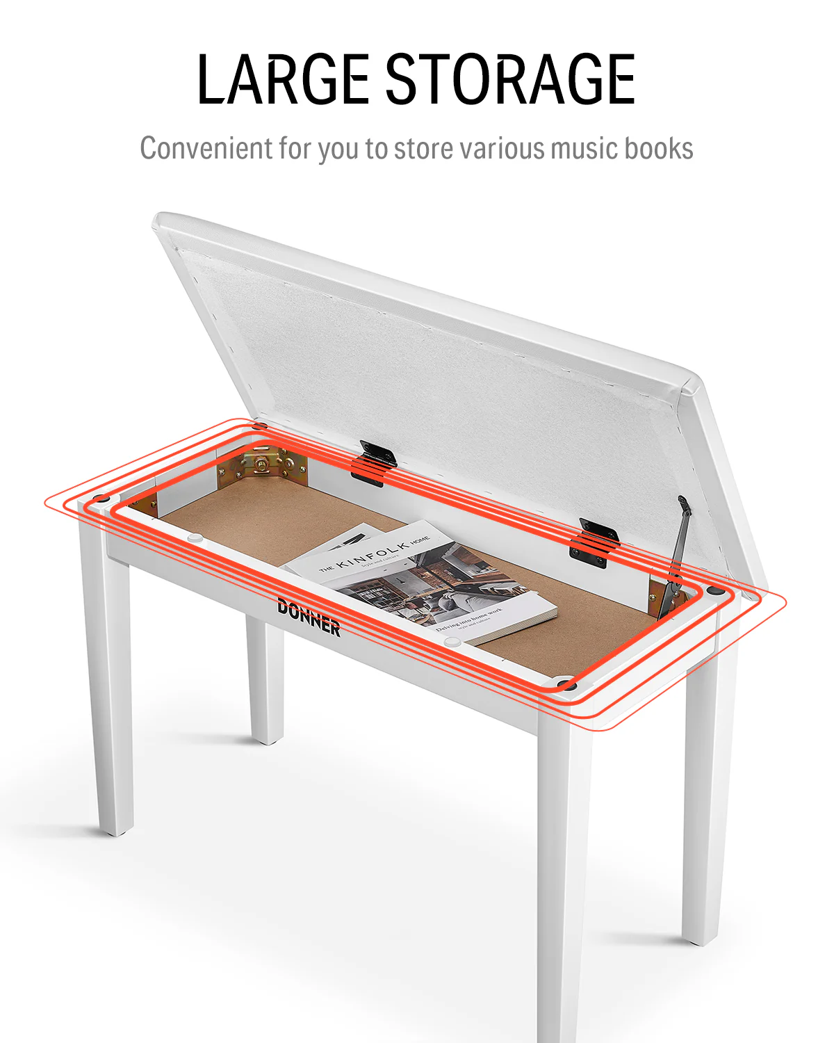 Donner Duet Piano Bench Stool w/Storage - Image 7