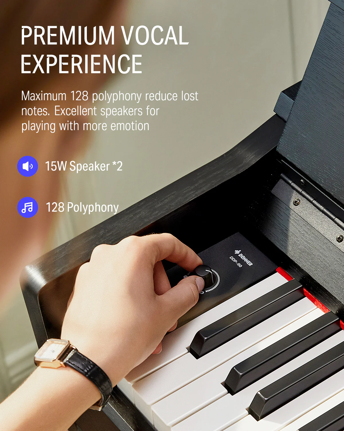 Donner DDP-90 Upright Digital Piano with Flip Cover - Image 11