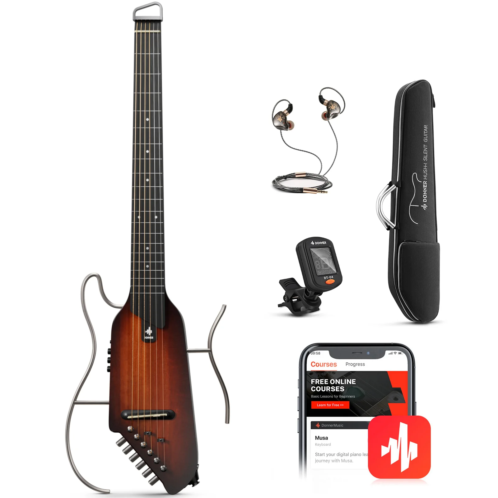 Donner HUSH™ I Acoustic-Electric Travel Guitar - Image 3