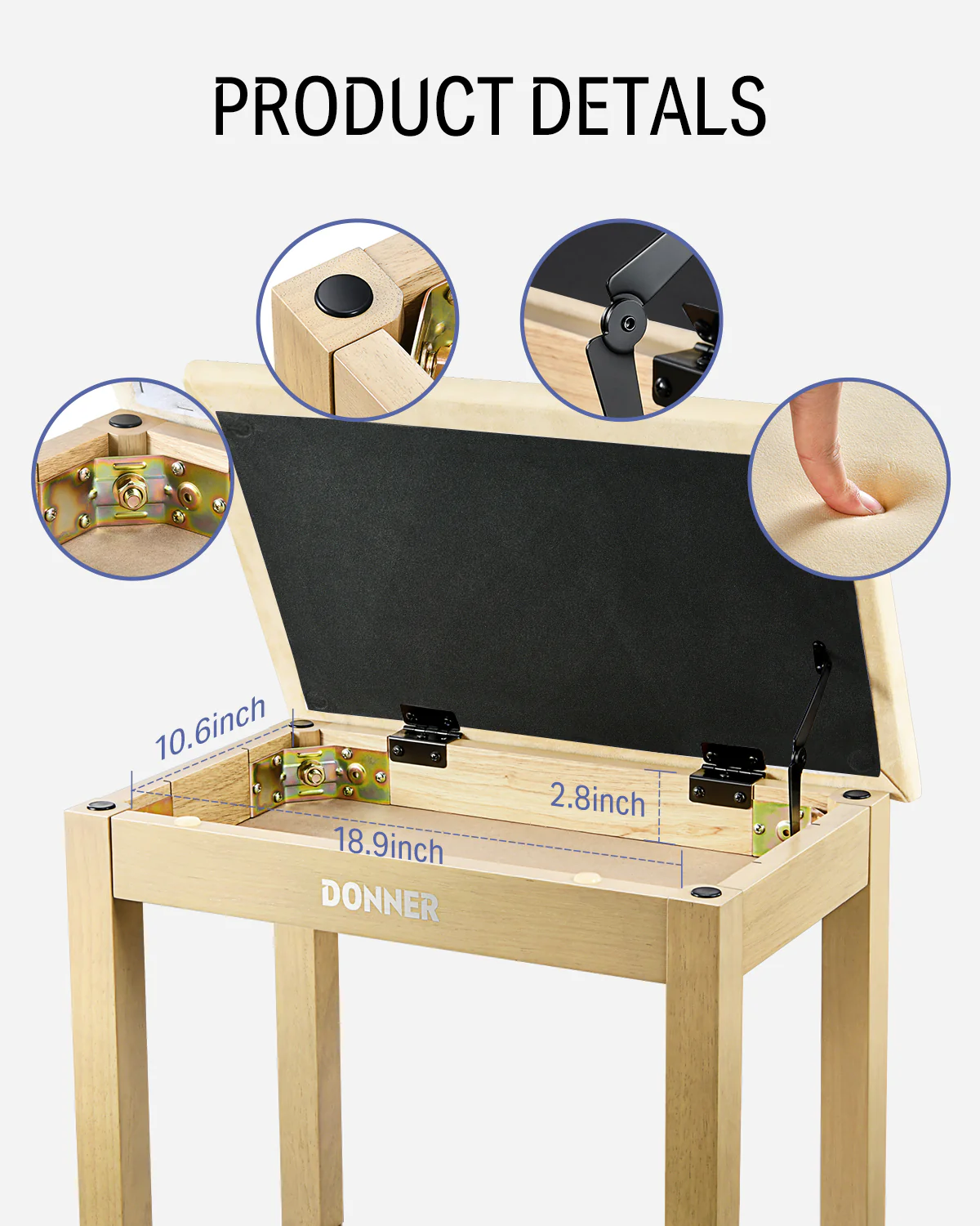 Donner DKB-10 Piano Bench w/Storage - Image 4