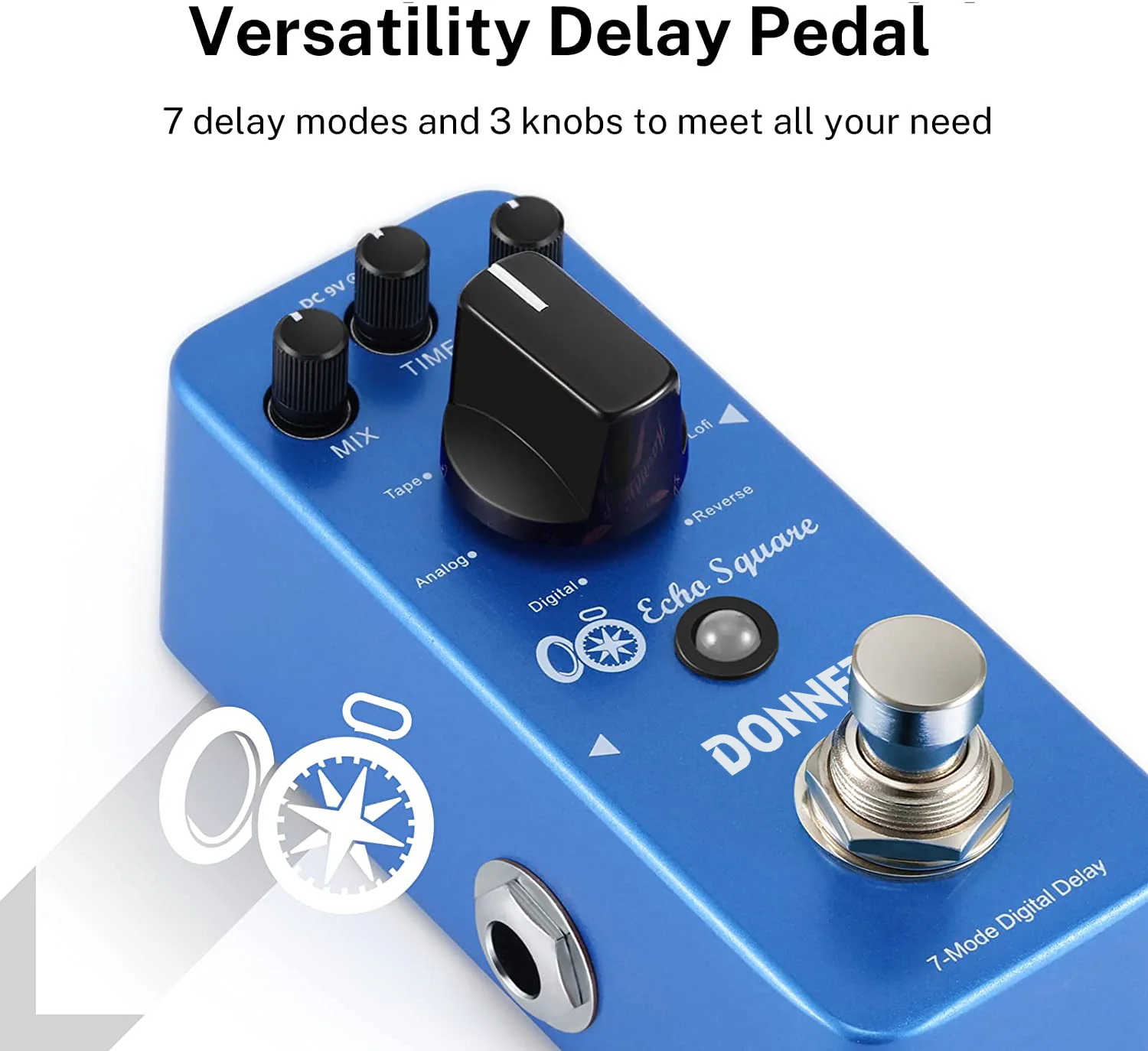 Donner Echo Square Delay Pedal Time Effect with 7 Delay Modes - Image 6