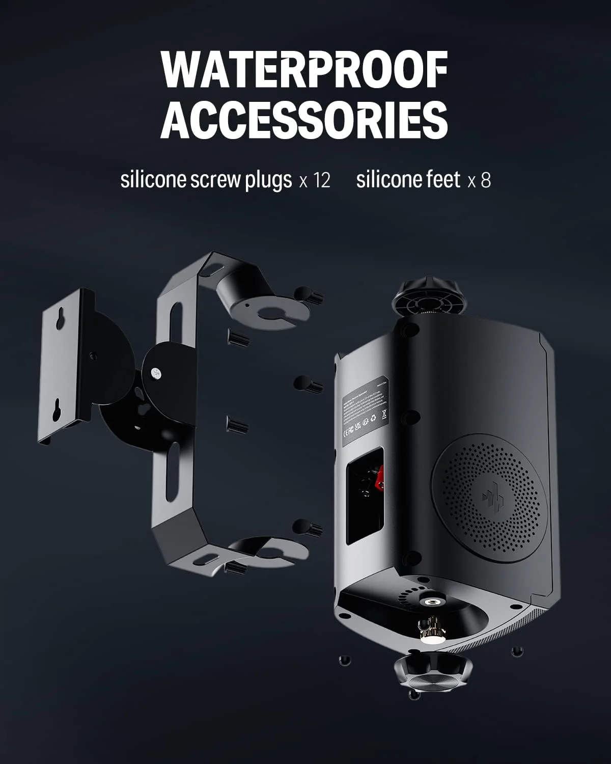 Donner Outdoor Passive Speakers (Pair) - 4.5" Waterproof Wall Mount Speakers with Powerful Bass for Garden Patio Backyard Porch, Black, M20-5 - Image 8