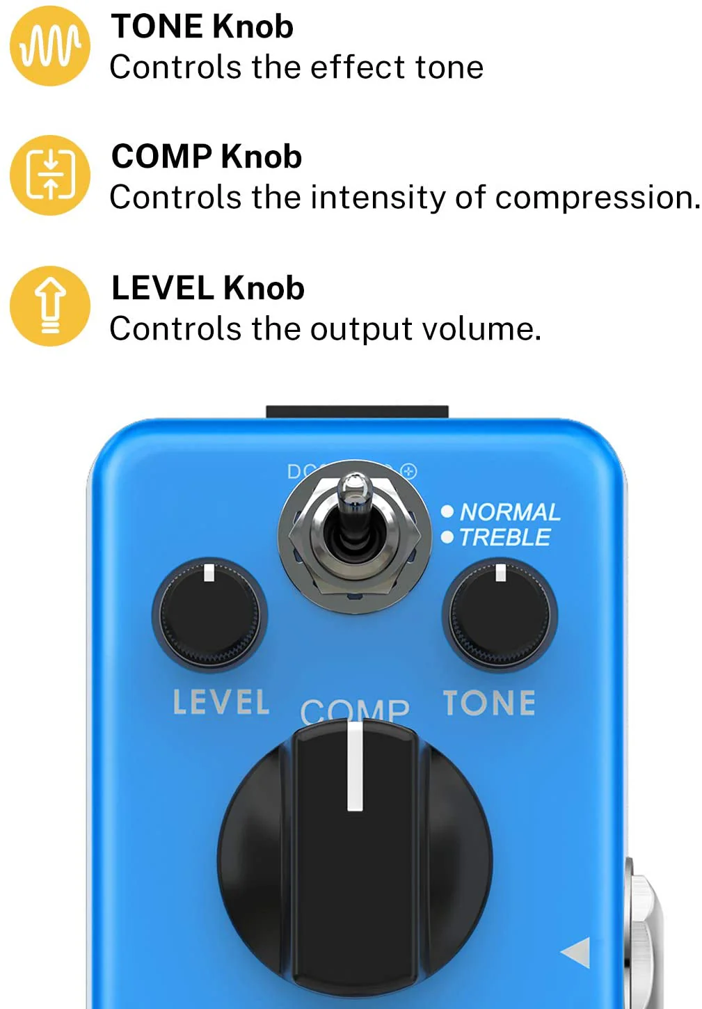 Donner Ultimate Compressor Pedal Filter Effect with Normal and Treble Compression - Image 3