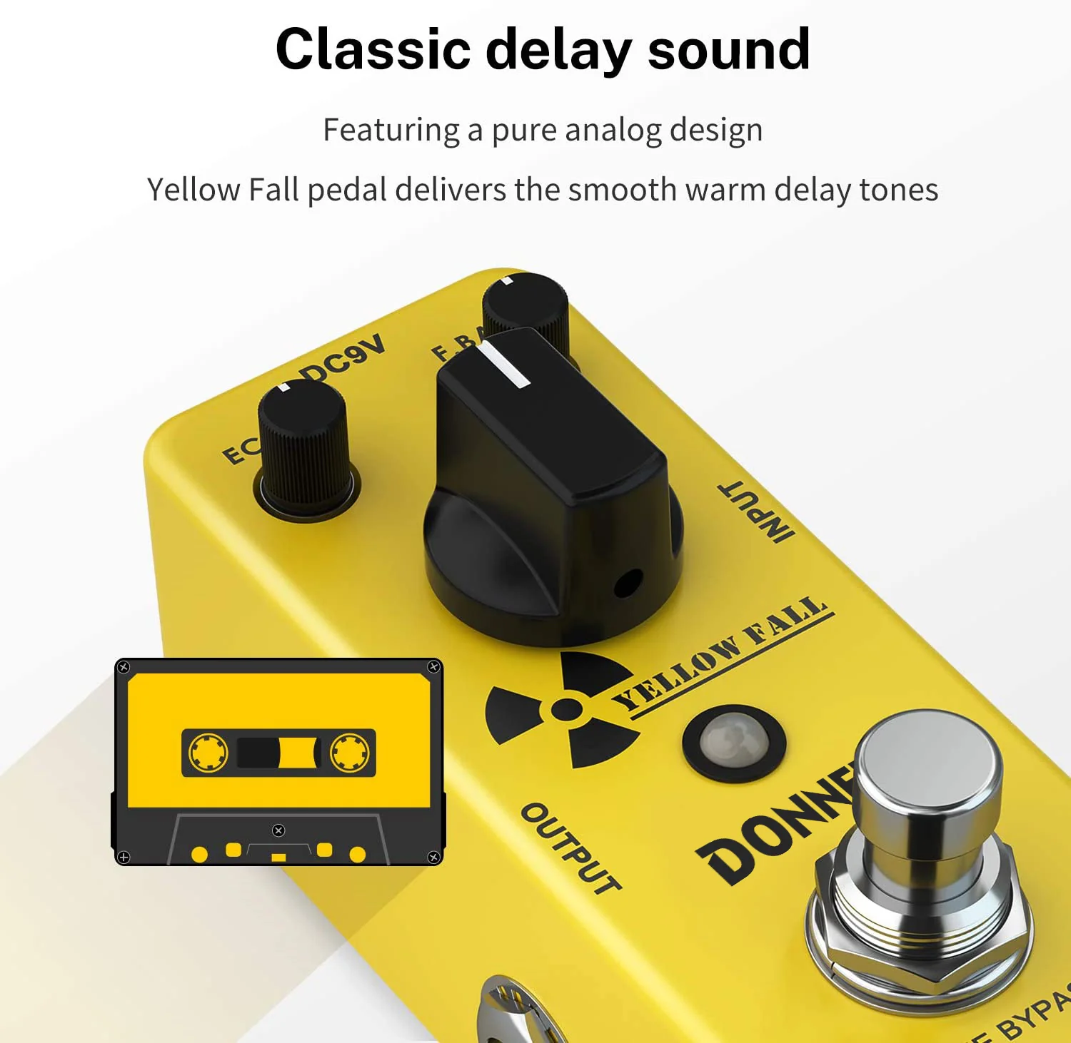 Donner Yellow Fall Delay Guitar Effect Pedal True Bypass - Image 4