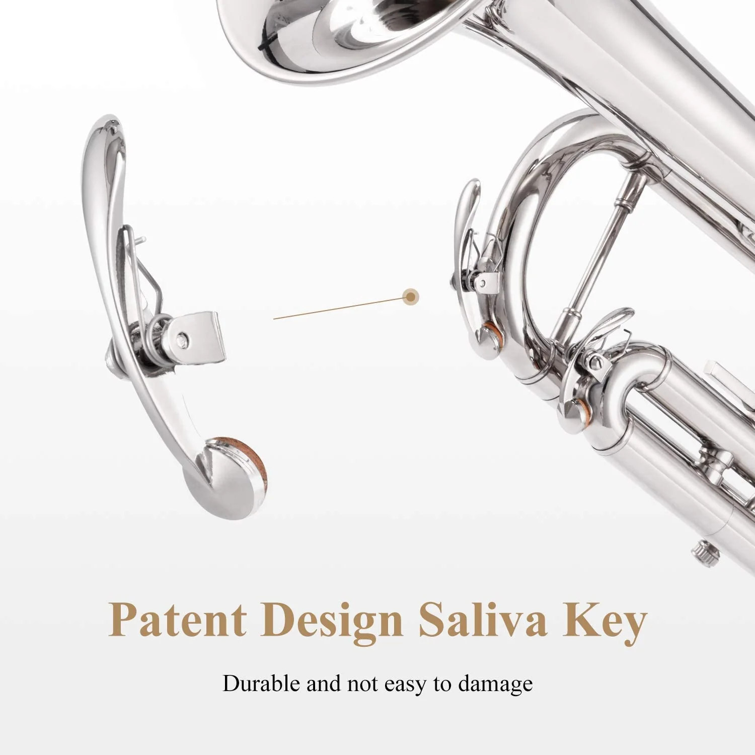 Eastar ETR-380N Trumpet Standard Student Bb Trumpet Set with 7C Mouthpiece,White Gloves,Cloth,Valve Oil,Cleaning Suit,Hard Case,Nickel - Image 3